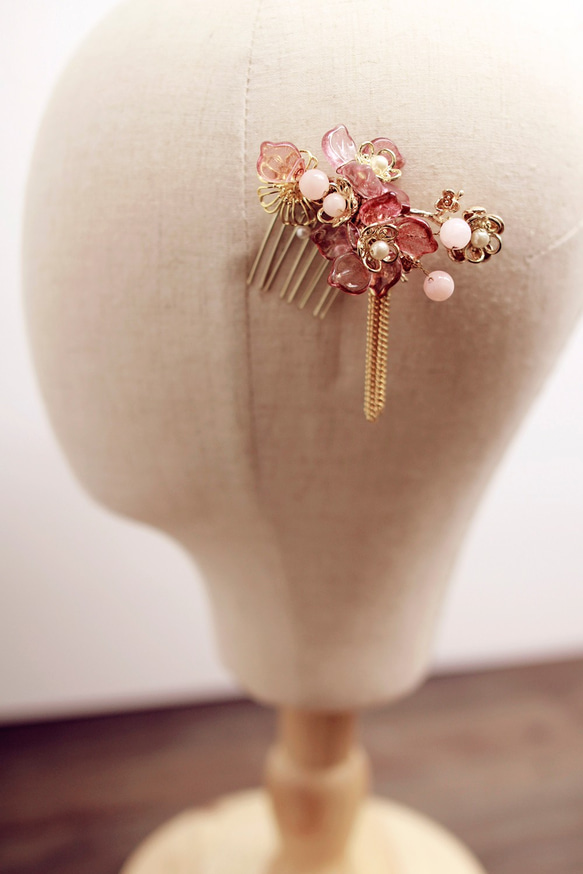 古典琉璃新娘頭飾Bridal Headpiece,Oriental Headpiece,Flower Headpiece 第2張的照片