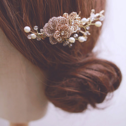 Handmade Bead Flower Bridal Headpiece,Boho Headpiece 華麗晚裝娘髮飾 第1張的照片