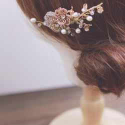 Handmade Bead Flower Bridal Headpiece,Boho Headpiece 華麗晚裝娘髮飾 第2張的照片