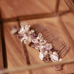 施華洛水晶 浪漫灰紫蛋白石haircomb Bridal Headpiece 第3張的照片