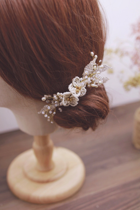 新娘頭飾 - 復古華麗串珠花型款 Boho Bridal Headpiece, Vintage Headpiece 第3張的照片