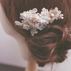 Vintage Lace x Beads Flower bridal headpiece 復古蕾絲串珠花型頭飾 第4張的照片