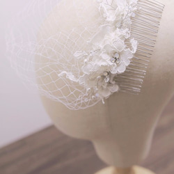 新娘蕾絲水間白紗頭飾 - Handmade Vintage Bridal Birdcage Veil 第2張的照片