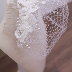 新娘蕾絲水間白紗頭飾 - Handmade Vintage Bridal Birdcage Veil 第1張的照片