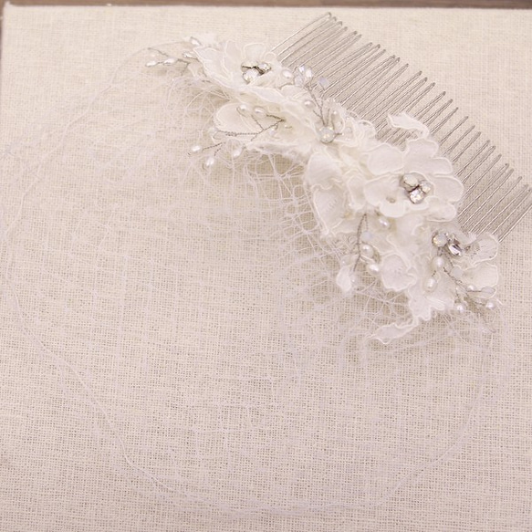 新娘蕾絲水間白紗頭飾 - Handmade Vintage Bridal Birdcage Veil 第4張的照片