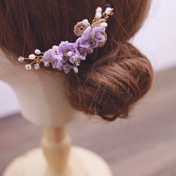 粉紫浪漫華麗串珠水晶梳插Handmade Beads Bridal Headpiece,Purple Headpiece 第3張的照片