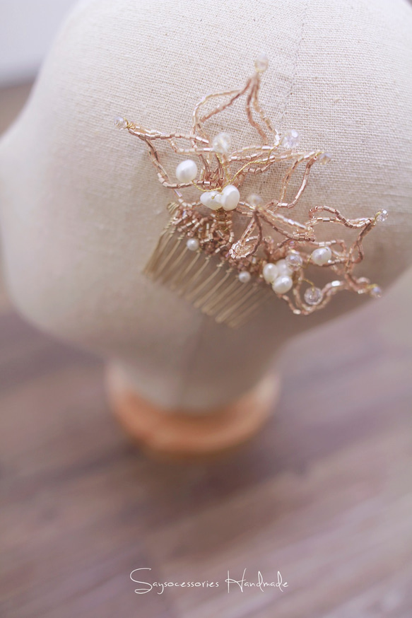 Gold Bridal Headpiece,Bride Haircomb, Boho Headpiece,新娘髮飾 第1張的照片