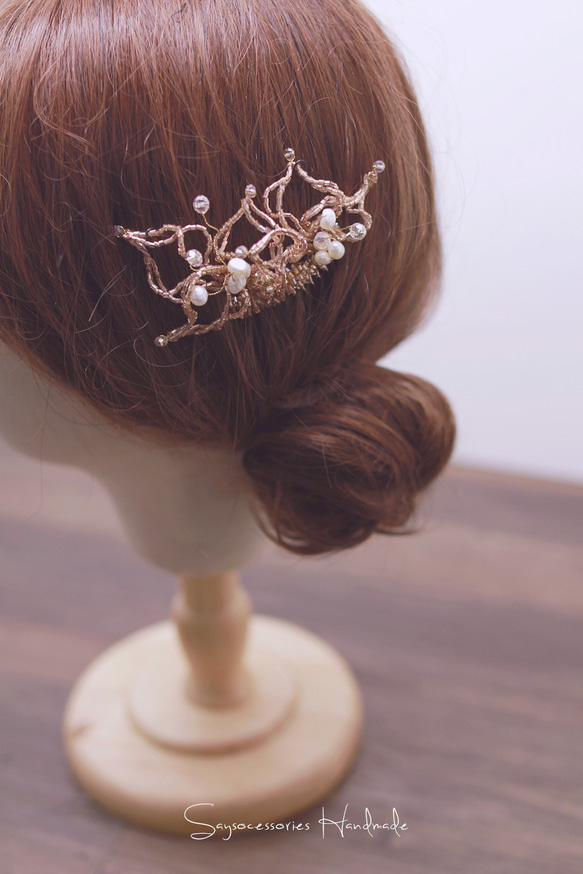 Gold Bridal Headpiece,Bride Haircomb, Boho Headpiece,新娘髮飾 第2張的照片