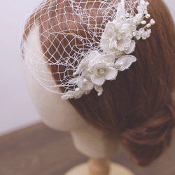 新娘蕾絲水間白紗頭飾 - Handmade Vintage Bridal Birdcage Veil 第1張的照片