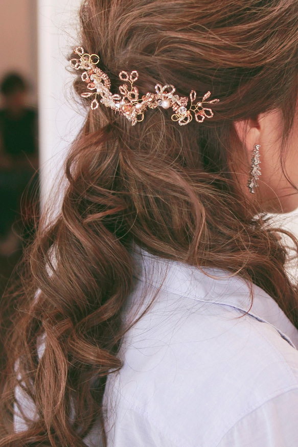 Gold Swarovski Haircomb,Boho Bridal Headpiece,施華洛水晶梳插,新娘頭飾 第2張的照片