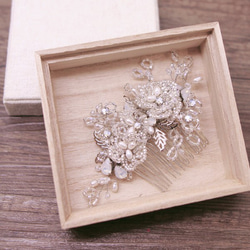 Swarovski Bridal Headpiece,Rhinestone Haircomb,水晶銀白串珠頭飾,婚紗頭飾 第3張的照片