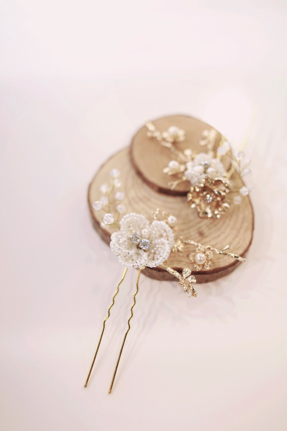 Vintage Headpiece,Bridal Headpiece,Flower Headpiece,金色新娘頭飾 第2張的照片