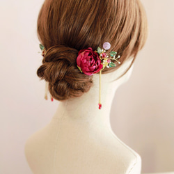 (紫紅色)古典琉璃新娘頭飾,Bridal Headpiece,Oriental Headpiece,中式頭飾,裙褂頭飾 第4張的照片