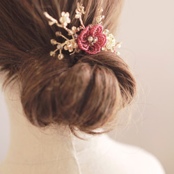 Vintage Headpiece,Bridal Headpiece,Flower Headpiece,紅金色新娘頭飾 第3張的照片