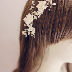 新娘頭飾, White Bridal Fascinator -藤紙花頭飾, Swarovski Headpiece 第1張的照片