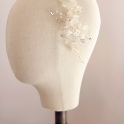 新娘頭飾, White Bridal Fascinator -藤紙花頭飾, Swarovski Headpiece 第2張的照片