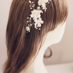 新娘頭飾, White Bridal Fascinator -藤紙花頭飾, Swarovski Headpiece 第6張的照片