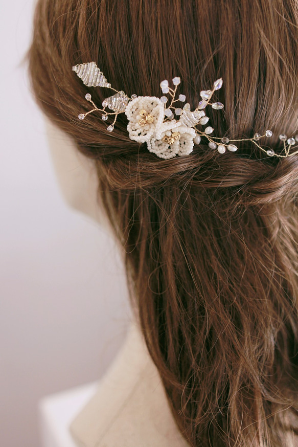 新娘頭飾 - 華麗串珠花型款 Boho Bridal Headpiece,Vintage Headpiece(一套3件) 第3張的照片