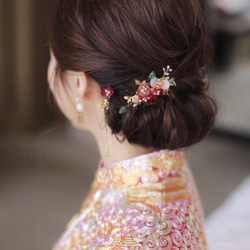 古典琉璃新娘頭飾,Bridal Headpiece,Oriental Headpiece,中式頭飾,裙褂頭飾(一套4件) 第2張的照片