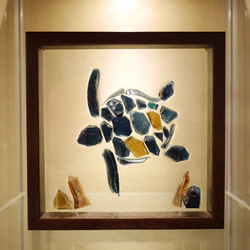 うめこ◆ステンドグラスフラワーベース◆イルカ・クマノミ・ウミガメ・サンゴ UCHIDASウチダスこすって簡単ステンドグラス イルカ