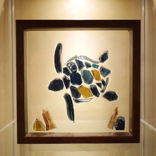 ガラスインテリア】 ウミガメのステンドグラス 海の守り神 HONU