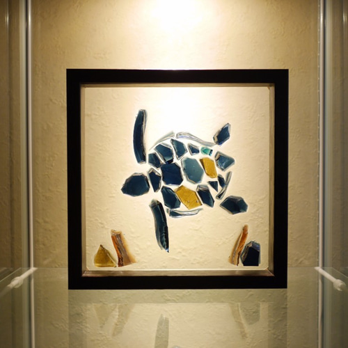ガラスインテリア】 ウミガメのステンドグラス 海の守り神 HONU S/N 1