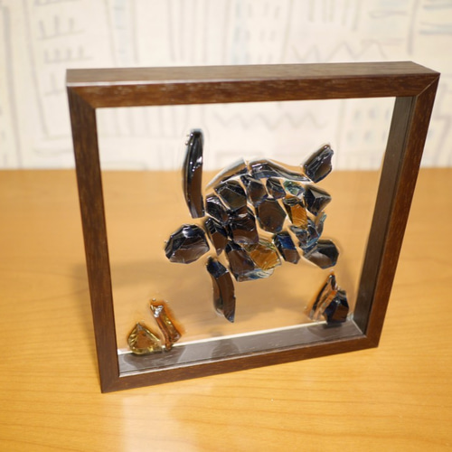 ガラスインテリア】 ウミガメのステンドグラス 海の守り神 HONU