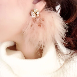 2way fur pierce earring《white》 3枚目の画像