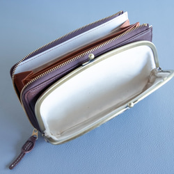 【人とは被らない】ゼブラ×ブラウン　ハラコ　お財布ショルダー　レディース　がま口　お財布ポシェット　aw-17nch 4枚目の画像