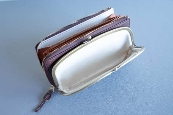 【人とは被らない】ゼブラ×ブラウン　ハラコ　お財布ショルダー　レディース　がま口　お財布ポシェット　aw-17nch 4枚目の画像