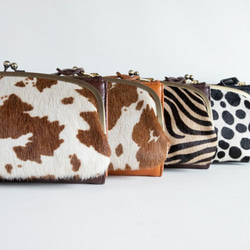 【人とは被らない】ゼブラ×ブラウン　ハラコ　お財布ショルダー　レディース　がま口　お財布ポシェット　aw-17nch 8枚目の画像