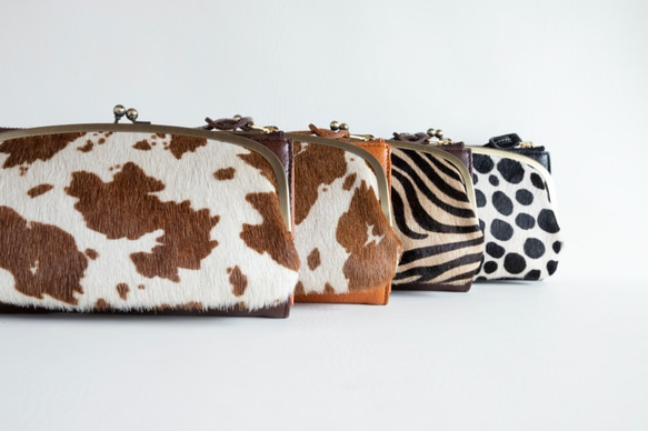 【人とは被らない】ゼブラ×ブラウン　ハラコ　お財布ショルダー　レディース　がま口　お財布ポシェット　aw-17nch 8枚目の画像