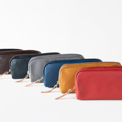 柔らかなポーチ　ホースレザー　ペンケース　ブルーグリーン　化粧ポーチ　トラベルポーチ　馬革 apo-06ps 4枚目の画像