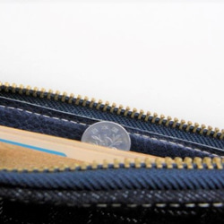 岡山デニムのメッシュ加工　L字ファスナー長財布　デニム　インディゴ　編み込み　日本製　akrw-2 8枚目の画像