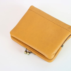 姫路産ソフトレザー がま口　二つ折り財布　キャメル　ハーフウォレット　日本製　aw-03ga 5枚目の画像