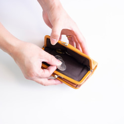 姫路産ソフトレザー がま口　二つ折り財布　キャメル　ハーフウォレット　日本製　aw-03ga 6枚目の画像