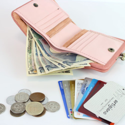 姫路産ソフトレザー がま口　二つ折り財布　ピンク　ハーフウォレット　日本製　aw-03ga 7枚目の画像