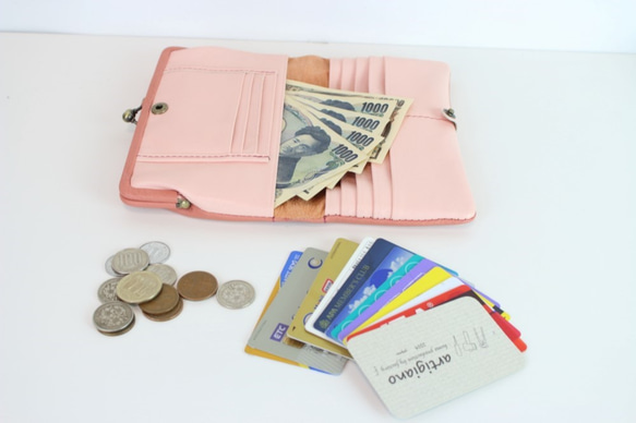 【廃盤】姫路産ソフトレザー　がま口のお財布　ピンク　長財布　本革 aw-04ga 2枚目の画像