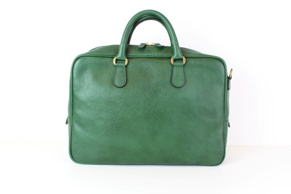 日本製　ビジネスバッグ　a4が入る　一生もの　ブリーフケース　グリーン　通勤　底鋲　ベルト付き　at-17ns 9枚目の画像