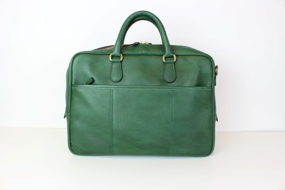 日本製　ビジネスバッグ　a4が入る　一生もの　ブリーフケース　グリーン　通勤　底鋲　ベルト付き　at-17ns 10枚目の画像