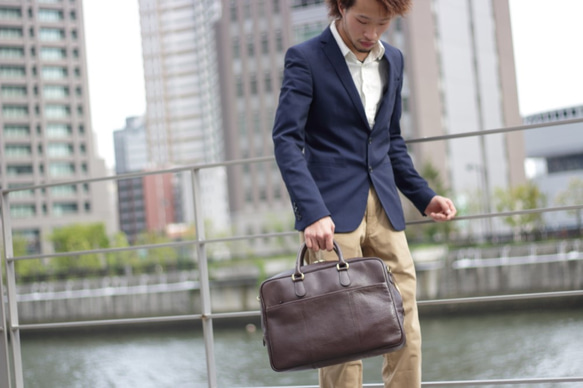 日本製 ビジネスバッグ a4が入る 一生もの ブリーフケース チョコ 通勤