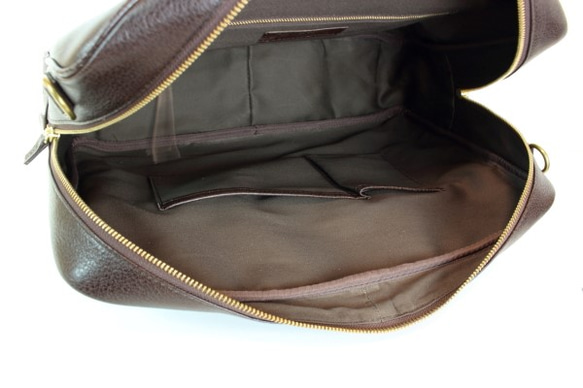 姫路レザー　ビジネスバッグ　a4が入る　ブリーフケース　チョコ　通勤　仕事用　ベルト付き　at-17ns 9枚目の画像
