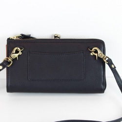 がま口　お財布ショルダー　ブラック　スマホショルダー　レディース　長財布　姫路レザー　日本製　aw-17nns 5枚目の画像