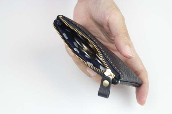 日本製　本革　コインケース　ブラック　マットシュリンクレザー　コインポーチ　小物入れ　apo-10nns 4枚目の画像