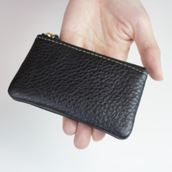 日本製　本革　コインケース　ブラック　マットシュリンクレザー　コインポーチ　小物入れ　apo-10nns 3枚目の画像