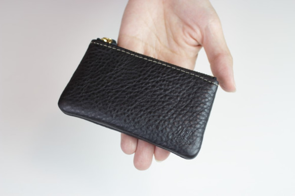 日本製　本革　コインケース　ブラック　マットシュリンクレザー　コインポーチ　小物入れ　apo-10nns 3枚目の画像