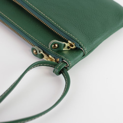 【長財布が入る】2WAY　薄型　サコッシュ　姫路レザー　グリーン　本革　ショルダーバッグ　日本製　ak-53nns 7枚目の画像