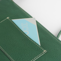 【長財布が入る】2WAY　薄型　サコッシュ　姫路レザー　グリーン　本革　ショルダーバッグ　日本製　ak-53nns 8枚目の画像