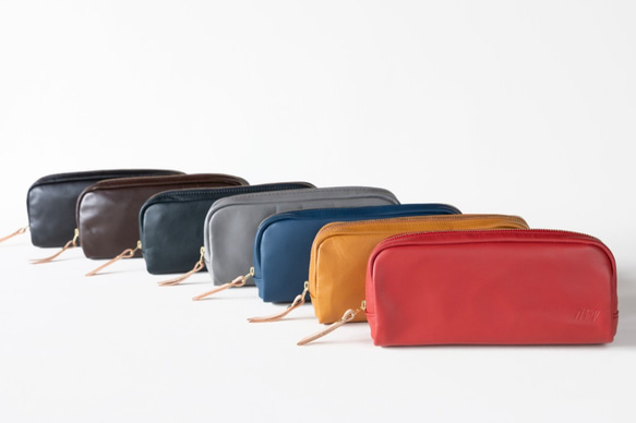 柔らかなポーチ　ホースレザー　ペンケース　グレー　化粧ポーチ　トラベルポーチ　馬革 apo-06ps 4枚目の画像