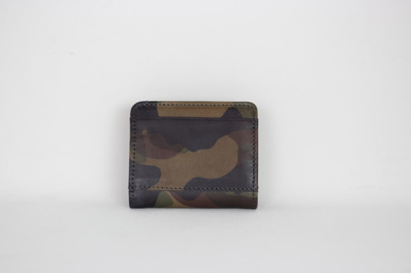 【廃盤】イタリアンレザーで作った小さなお財布　カモフラージュカーキ　コンパクト財布【送料無料】aw-23im 1枚目の画像